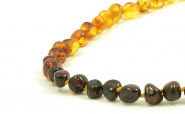 Rainbow Baroque Polished Amber Beads Necklace for Adult