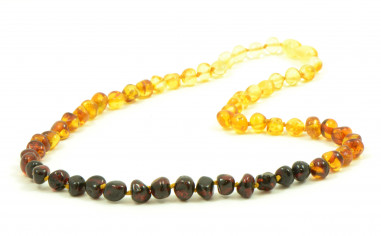 Rainbow Baroque Polished Amber Beads Necklace for Adult
