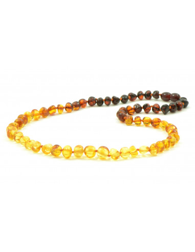 Reversed Rainbow Baroque Polished Amber Beads Necklace for Adult