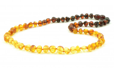 Reversed Rainbow Baroque Polished Amber Beads Necklace for Adult