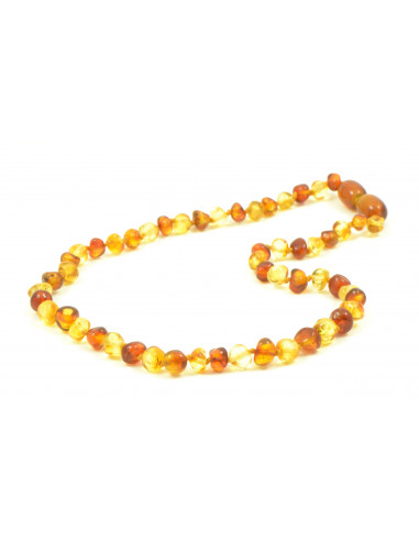 Cognac & Lemon Baroque Polished Amber Beads Necklace for Adult