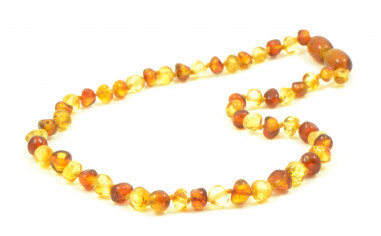 Cognac & Lemon Baroque Polished Amber Beads Necklace for Adult