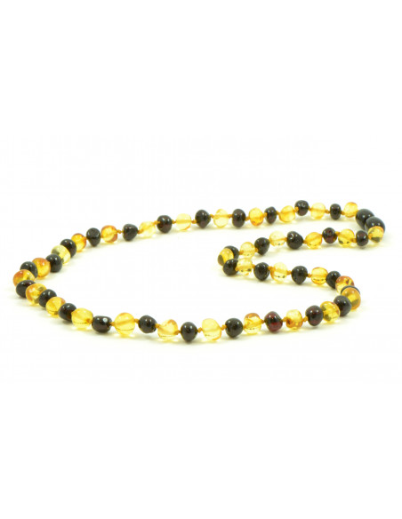 Cherry & Lemon Baroque Polished Amber Beads Necklace for Adult