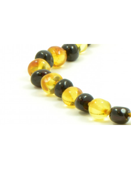 Cherry & Lemon Baroque Polished Amber Beads Necklace for Adult