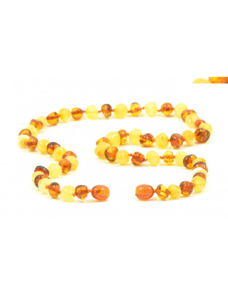 Milky & Cognac Baroque Polished Amber Beads Necklace for Adult