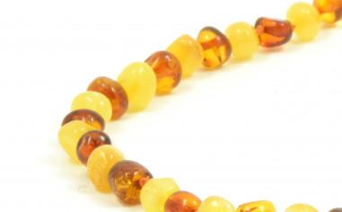 Milky & Cognac Baroque Polished Amber Beads Necklace for Adult