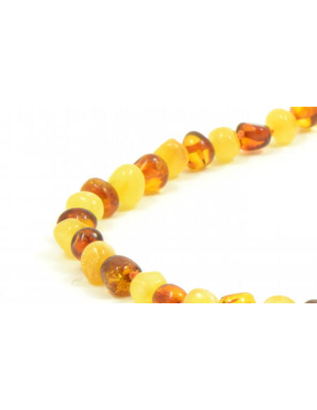 Milky & Cognac Baroque Polished Amber Beads Necklace for Adult
