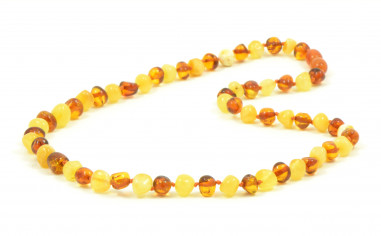 Milky & Cognac Baroque Polished Amber Beads Necklace for Adult