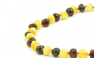 Milky & Cherry Baroque Polished Amber Beads Necklace for Adult