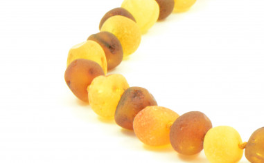 Lemon & Cognac Baroque Raw Amber Beads Necklace for Adult