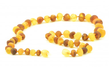 Lemon & Cognac Baroque Raw Amber Beads Necklace for Adult
