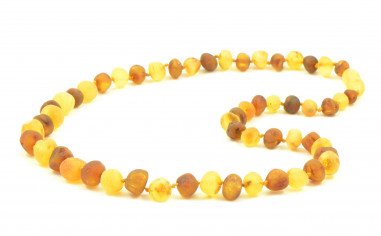 Lemon & Cognac Baroque Raw Amber Beads Necklace for Adult