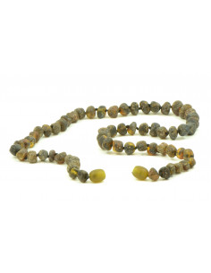 Green Baroque Raw Amber Beads Necklace for Adult