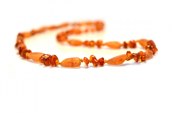 Cognac Olive Raw & Cognac Baroque Polished Amber Beads Necklace for Adult