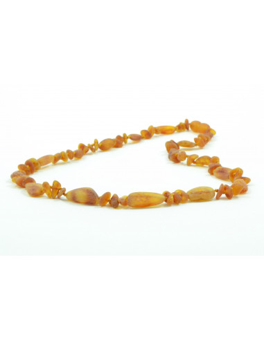 Cognac Olive & Baroque Raw Amber Beads Necklace for Adult