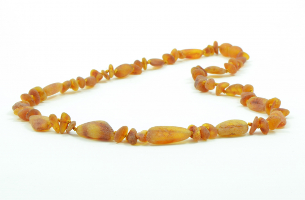 Cognac Olive & Baroque Raw Amber Beads Necklace for Adult