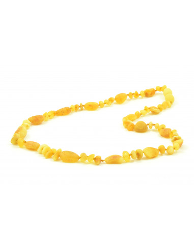 Milky Olive & Baroque Raw Amber Beads Necklace for Adult