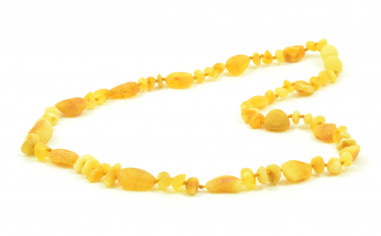 Milky Olive & Baroque Raw Amber Beads Necklace for Adult