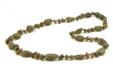 Green Olive & Baroque Raw  Amber Beads Necklace for Adul