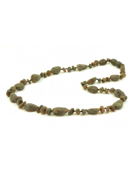 Green Olive & Baroque Raw  Amber Beads Necklace for Adul