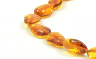 Cognac Olive Polished Baltic Amber Beads Necklace for Adult