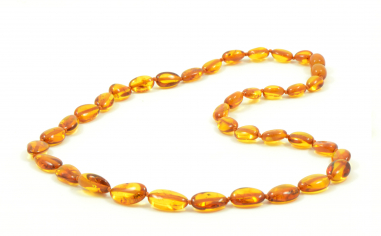 Cognac Olive Polished Baltic Amber Beads Necklace for Adult
