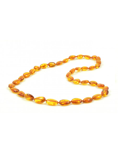 Cognac Olive Polished Baltic Amber Beads Necklace for Adult