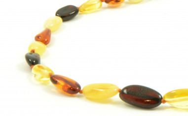 Multi Color & Milky Olive Polished Baltic Amber Beads Necklace for Adult