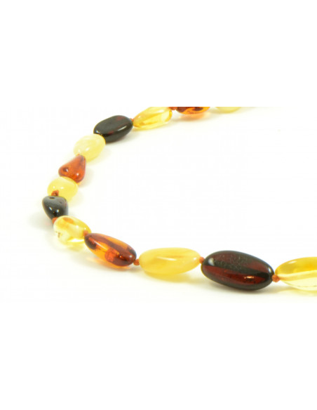 Multi Color & Milky Olive Polished Baltic Amber Beads Necklace for Adult