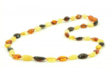 Multi Color & Milky Olive Polished Baltic Amber Beads Necklace for Adult