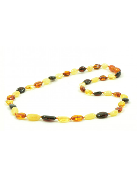 Multi Color & Milky Olive Polished Amber Beads Necklace for Adult
