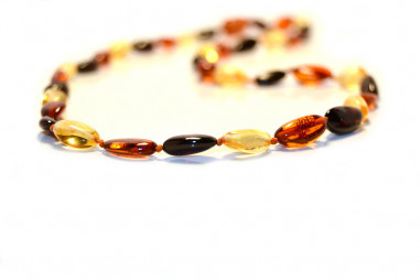 Multi Color Olive Polished Natural Baltic Amber Necklace for Adult