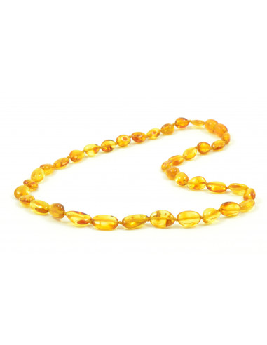 Honey Olive Polished Amber Beads Necklace for Adult