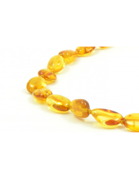 Honey Olive Polished Amber Beads Necklace for Adult