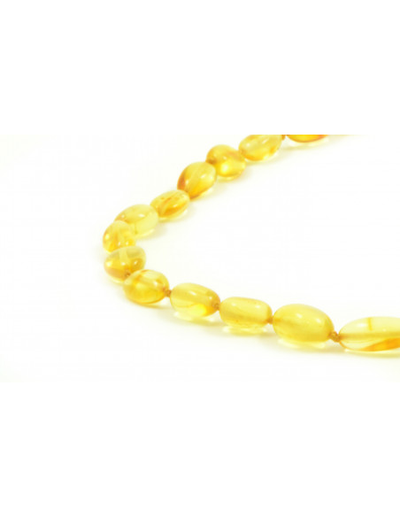 Lemon Olive Polished Natural Baltic Amber Beads Necklace for Adult