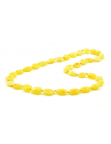 Milky Olive Polished Amber Beads Necklace for Adult