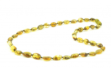 Green Olive Polished Natural Baltic Amber Beads Necklace for Adult