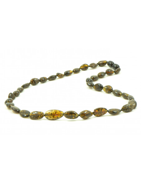 Green Olive Polished Natural Baltic Amber Beads Necklace for Adult