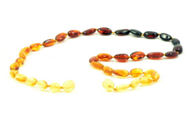 Rainbow Olive Polished Natural Baltic Amber Beads Necklace for Adult