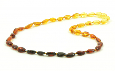 Rainbow Olive Polished Natural Baltic Amber Beads Necklace for Adult