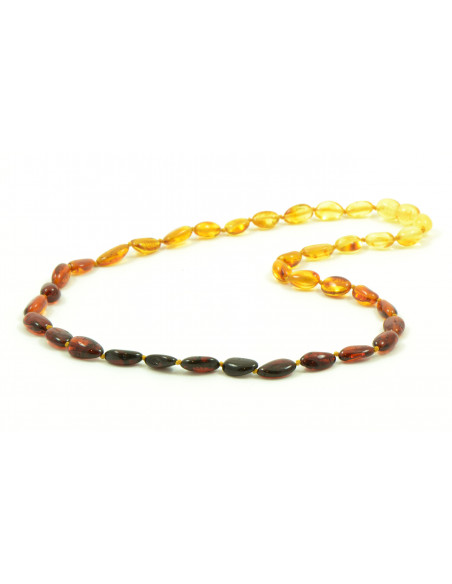 Rainbow Olive Polished Amber Beads Necklace for Adult