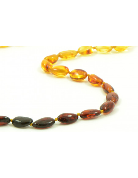 Rainbow Olive Polished Amber Beads Necklace for Adult