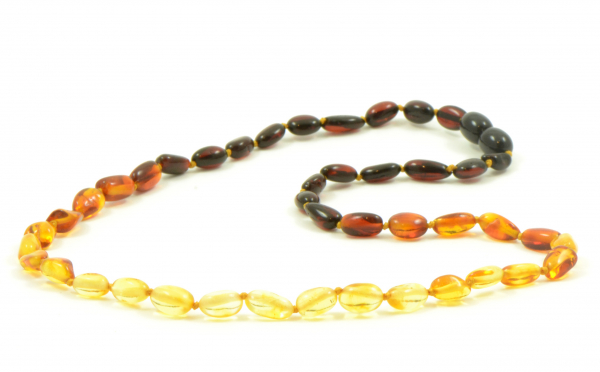 Reversed Rainbow Olive Polished Amber Beads Necklace for Adult