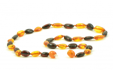Cherry & Cognac Olive Polished Natural Baltic Amber Necklace for Adult
