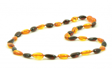 Cherry & Cognac Olive Polished Natural Baltic Amber Necklace for Adult