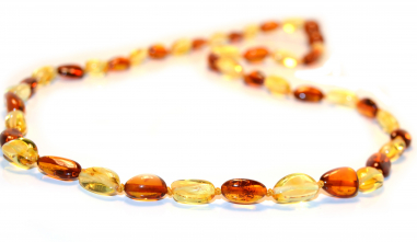 Cognac & Lemon Olive Polished Natural Baltic Amber Necklace for Adult