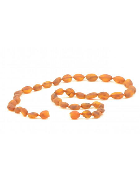 Cognac Olive Raw Natural Baltic Amber Necklace for Adult