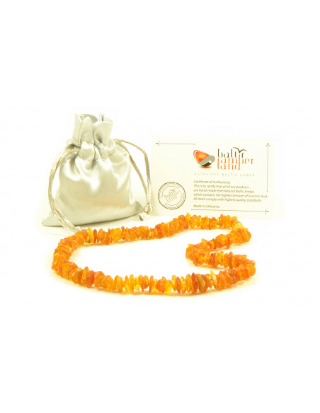 Honey Chip Polished Amber Beads Necklace for Adult