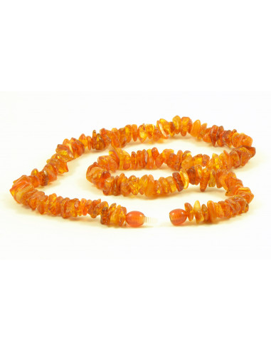 Cognac Chip Polished Amber Beads Necklace for Adult