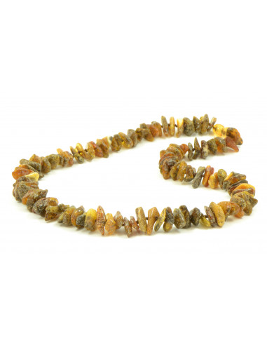 Green Chip Polished Amber Beads Necklace for Adult